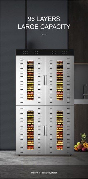 Industrial Stainless Steel 96 Trays Electric Food Dehydrator Machine 100KG